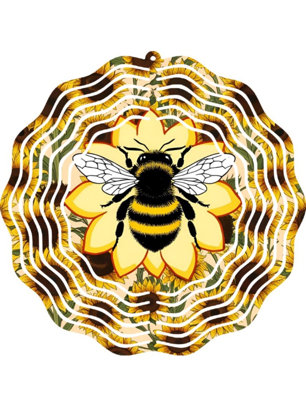 Sunflower and Bee Wind Spinner 10" Metal Kinetic Outdoor Garden Yard Lawn Decor